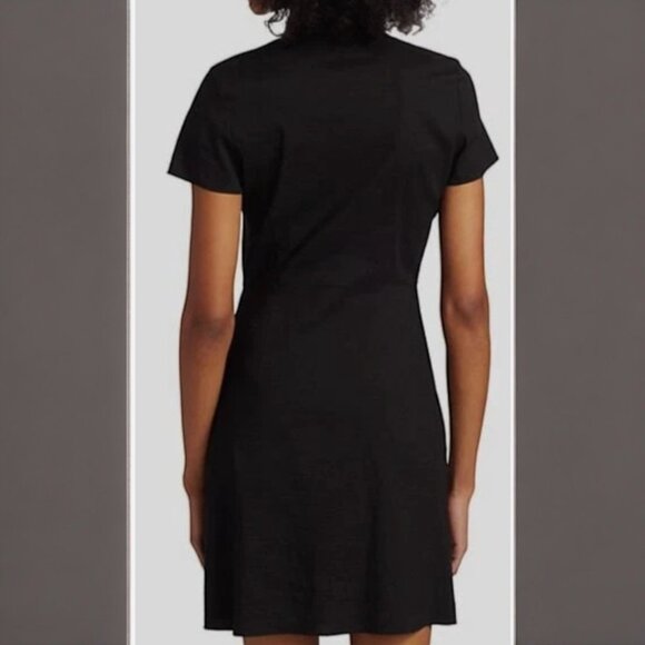 New Theory Black Linen Button Front Dress Linen Size 14 L NWT - Picture 3 of 8